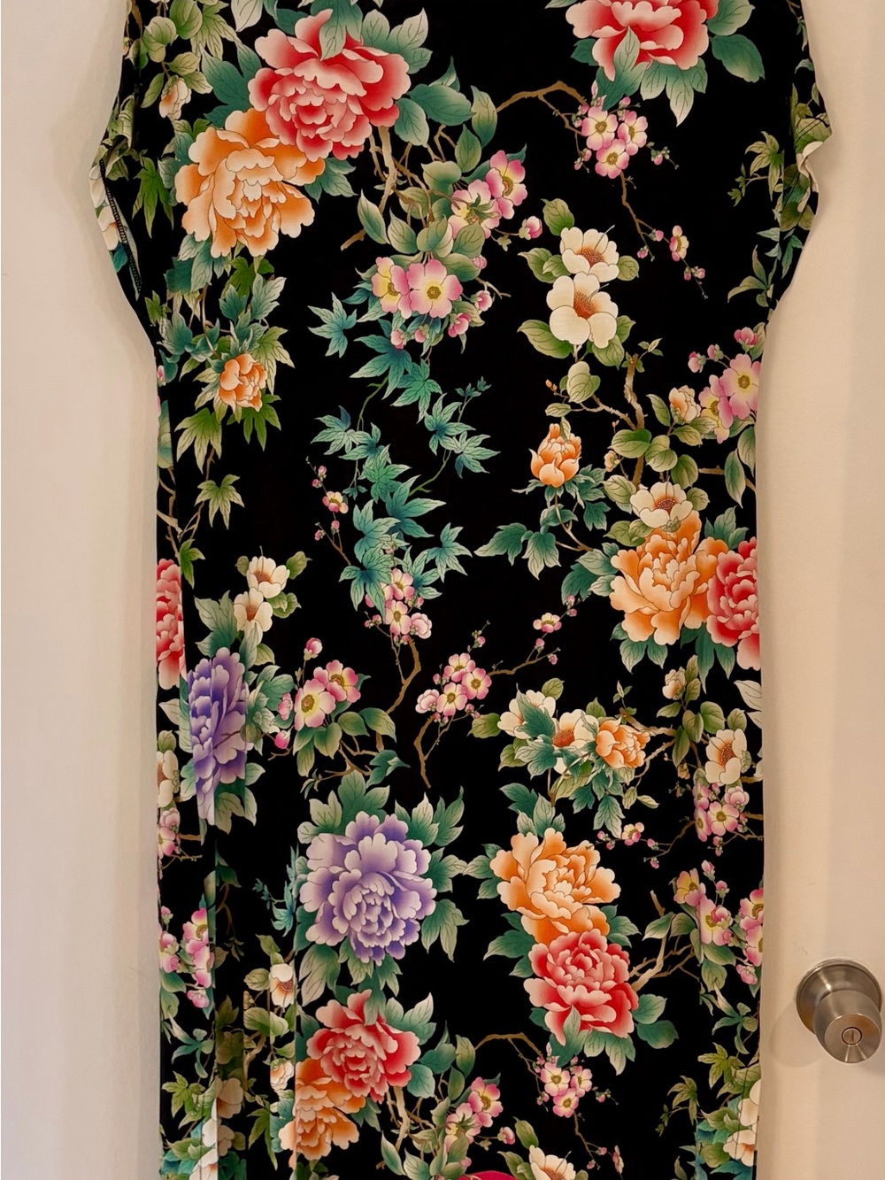 Johnny Was Midi Dress in Black with Pastel Blooms, Medium - Picture 3 of 6